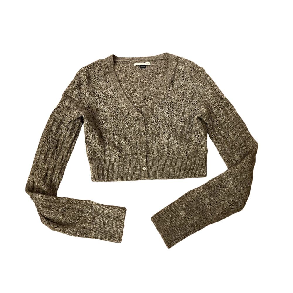 American Eagle Small Gray Wool Cropped Sweater Long Sleeve